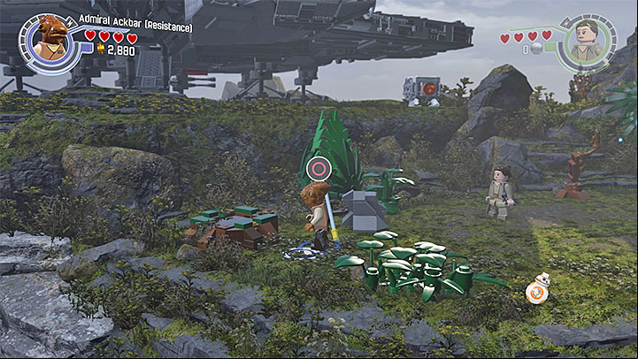 A water reservoir to the left of the starting point - Epilogue - Lukes Island | Minikits and red bricks - Minikits and red LEGO bricks - LEGO Star Wars: The Force Awakens Game Guide