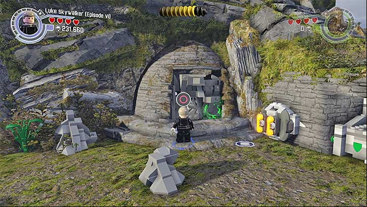 This is where you use the light or the dark side of the Force - Epilogue - Lukes Island | Minikits and red bricks - Minikits and red LEGO bricks - LEGO Star Wars: The Force Awakens Game Guide