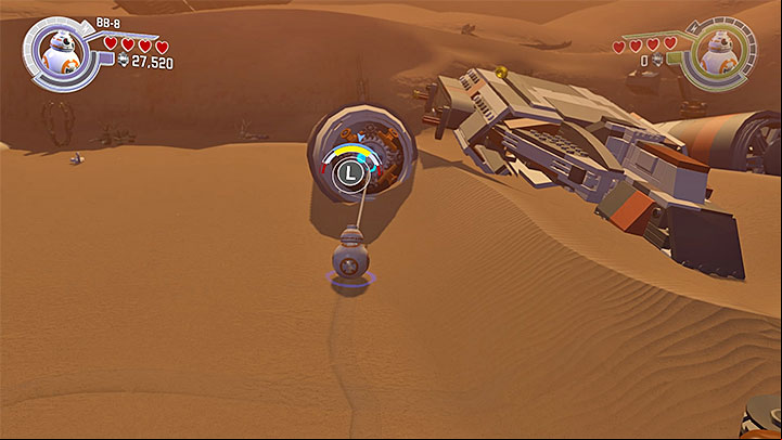 The socket is on the engine of one of the shipwrecks - Lor San Tekkas Return | Minikits and red bricks - Minikits and red LEGO bricks - LEGO Star Wars: The Force Awakens Game Guide