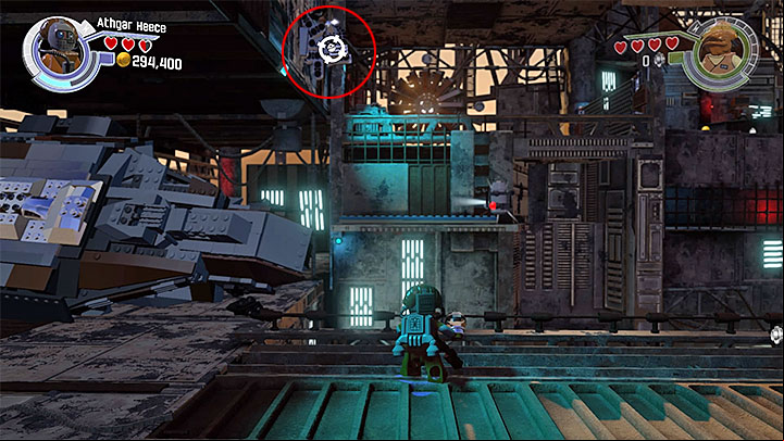 You find the second silver object right after you have walked around the large chasm, using Athgar Heeces jetpack - Lor San Tekkas Return | Minikits and red bricks - Minikits and red LEGO bricks - LEGO Star Wars: The Force Awakens Game Guide