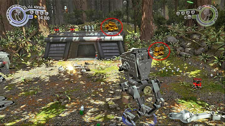 Special requirements: AT-ST or a character capable of destroying golden objects (like a stormtrooper equipped with a flamethrower) - Prologue - The Battle of Endor | Minikits and red bricks - Minikits and red LEGO bricks - LEGO Star Wars: The Force Awakens Game Guide