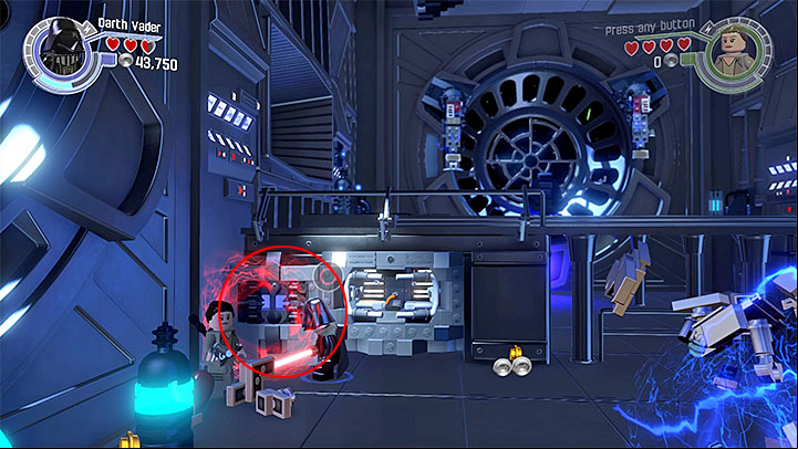 Special requirements: a character capable of using Force (like Luke Skywalker or Darth Vader), a character capable of using sockets (like BB-8) - Prologue - The Battle of Endor | Minikits and red bricks - Minikits and red LEGO bricks - LEGO Star Wars: The Force Awakens Game Guide
