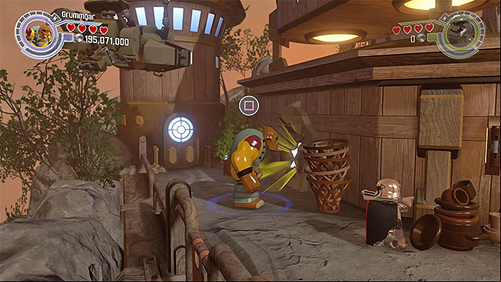 The cracked wall is on the left from the landing zone - Ottegan Assault | Minikits and red bricks - Minikits and red LEGO bricks - LEGO Star Wars: The Force Awakens Game Guide