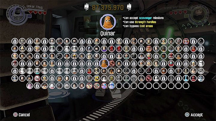 The brick is located in the area with very low temperature - Millennium Falcon collectibles & minor missions map - Maps - LEGO Star Wars: The Force Awakens Game Guide