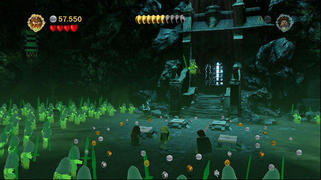 Start with breaking four cracked bricks on the ground with Gimli - The Paths of the Dead - Walkthrough - Act III - LEGO The Lord of the Rings - Game Guide and Walkthrough