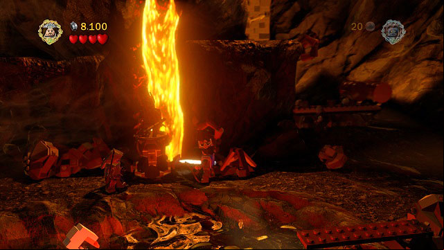 #2 - On a spit beside the lava river which you can cross using the rail - Prologue - Collectibles - LEGO The Lord of the Rings - Game Guide and Walkthrough