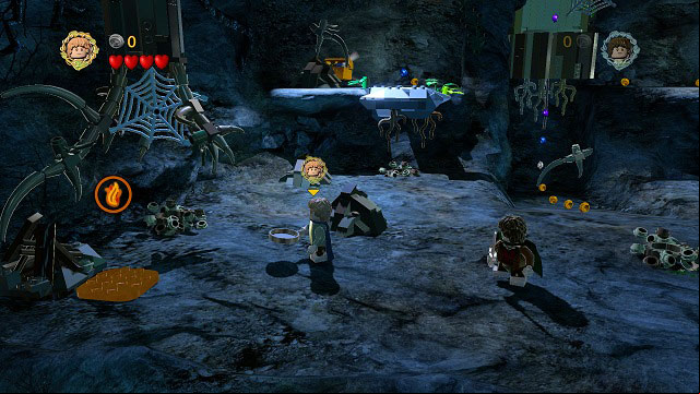 Have Sam start a fire on the left side of the cave and Legolas shoot the target on the right side of the ceiling - The Black Rider - Collectibles - LEGO The Lord of the Rings - Game Guide and Walkthrough
