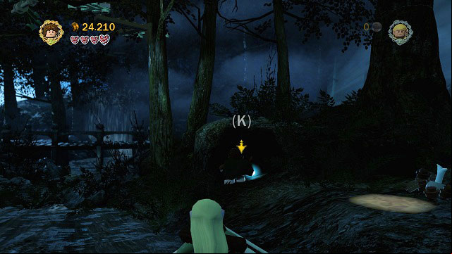 Right after crossing the first river, destroy the nearby bushes and enter the cave before you - The Black Rider - Collectibles - LEGO The Lord of the Rings - Game Guide and Walkthrough