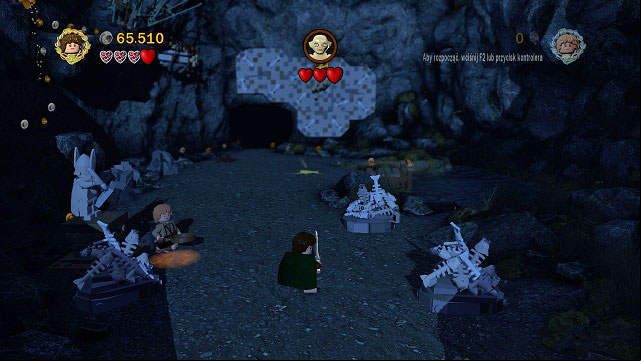 During the fight with Gollum, you have to destroy three piles of fish-bones beside the save point and afterwards build a chest from their remains - Taming Gollum - Collectibles - LEGO The Lord of the Rings - Game Guide and Walkthrough