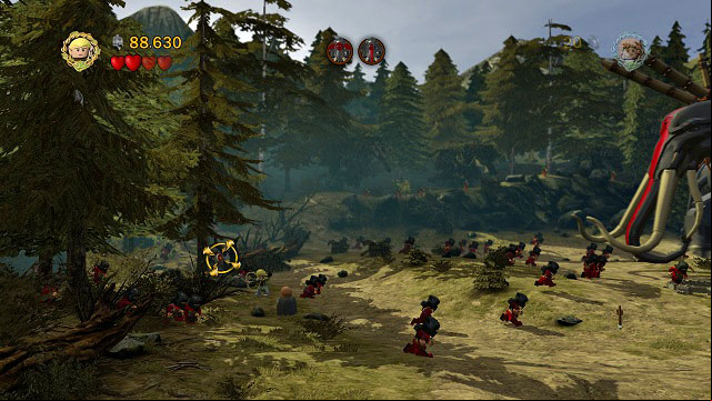 Also during the fight with the Mumakils; you need to choose a character armed with a bow and destroy 5 targets appearing around the location - The Dead Marshes - Collectibles - LEGO The Lord of the Rings - Game Guide and Walkthrough