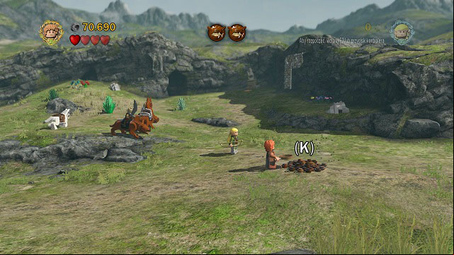 To the right of the middle of the battlefield there is some loose ground - Warg Attack - Collectibles - LEGO The Lord of the Rings - Game Guide and Walkthrough