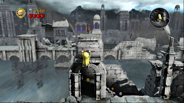 #2 - A flag which can be obtained after the second climb with Gollum, pushing down the pillar and placing a plant - Osgiliath - Collectibles - LEGO The Lord of the Rings - Game Guide and Walkthrough