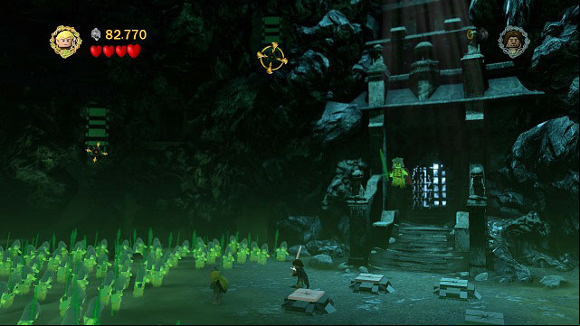 As you're fighting the King of the Dead, you have to shoot down the targets - The Paths of the Dead - Collectibles - LEGO The Lord of the Rings - Game Guide and Walkthrough