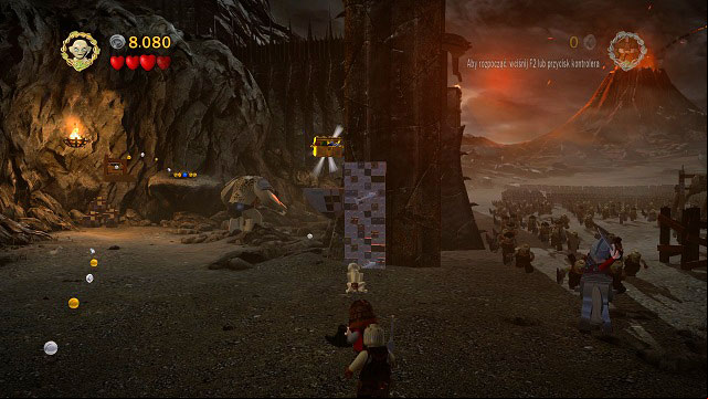 When the fight moves to the left of the gate you will see a climbable wall, at the top of which there's a chest - The Black Gate - Collectibles - LEGO The Lord of the Rings - Game Guide and Walkthrough