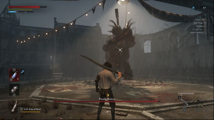 The boss's most dangerous attack is slamming his hand into the ground after it glows red - Lies of P: How to beat Parade Master boss? - Main - Lies of P Guide