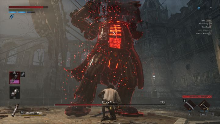 If you see the boss slamming the ground with his weapon and staying idle for a few seconds, under no circumstances attack him more than once - Lies of P: How to beat Parade Master boss? - Main - Lies of P Guide