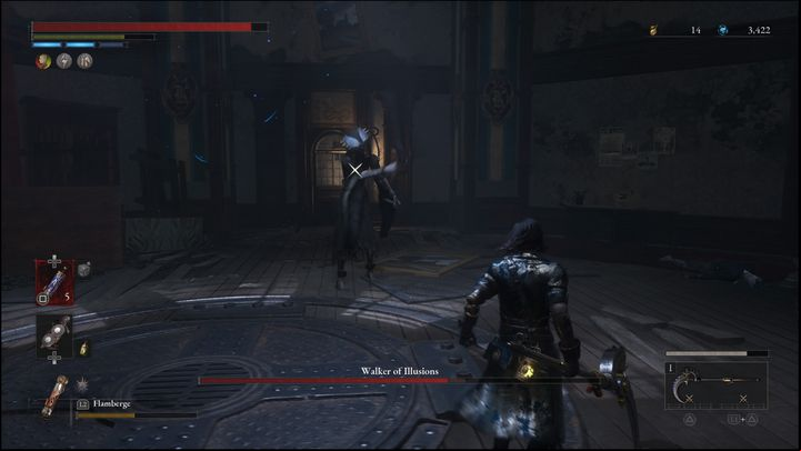 Moreover, most of his attacks can be avoided by moving to the right side, making you avoid his attacks, and with enough time to counter - Lies of P: How to defeat the Walker of Illusions boss? - Main - Lies of P Guide
