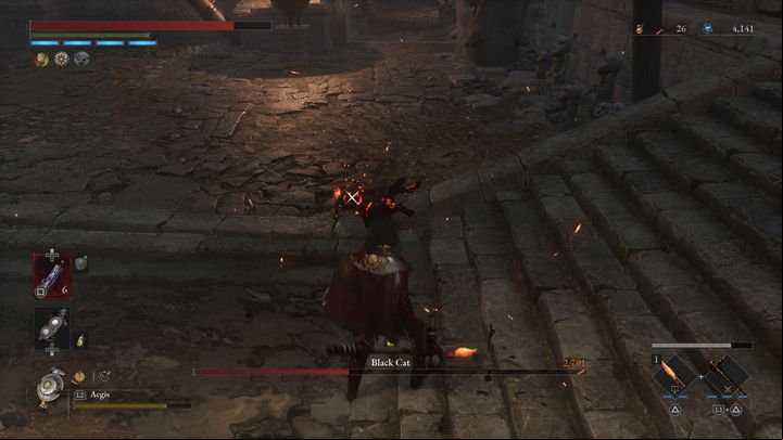 When you stagger the enemy, go behind its back and deliver a deadly blow - Lies of P: How to defeat the Black Cat boss? - Sidebars - Lies of P Guide