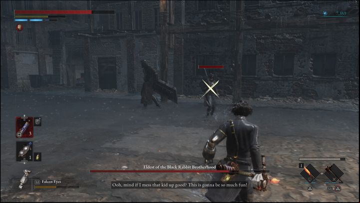 If the Eldest starts a horizontal attack while lifting one of his legs, he will attack five times - Lies of P: How to defeat the Eldest of the Black Rabbit Brotherhood boss? - Main - Lies of P Guide