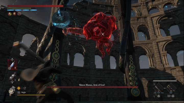 From time to time, the boss can lunge very fast, land on you and attack with the fury attack - Lies of P: How to defeat Simon Manus, Arm of God/Awakened God boss? - Main - Lies of P Guide