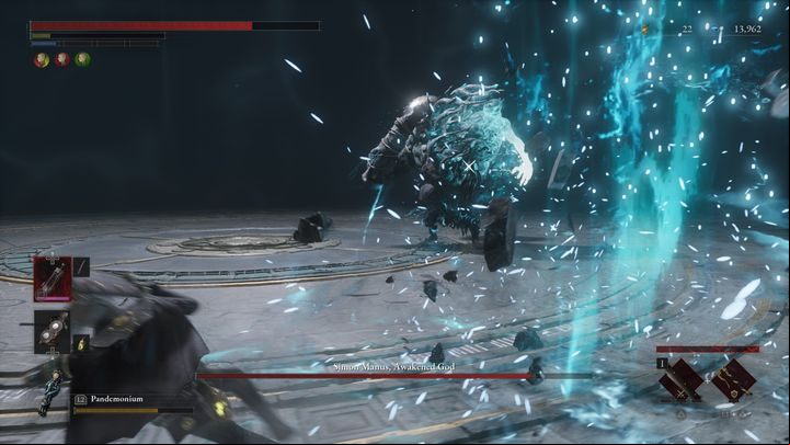Boss starts the battle in a few possible ways - Lies of P: How to defeat Simon Manus, Arm of God/Awakened God boss? - Main - Lies of P Guide