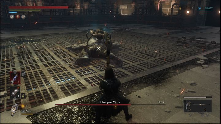 If during the battle you've managed to stun the boss, you can perform a Fatal Attack by approaching the front or the back of the enemy - Lies of P: How to defeat Champion Victor? - Main - Lies of P Guide