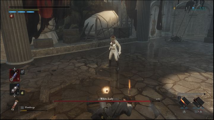 Blocking her quick jabs is also not advisable, as she constantly changes the pace of her attacks, making them unpredictable - Lies of P: How to defeat the White Lady boss? - Sidebars - Lies of P Guide