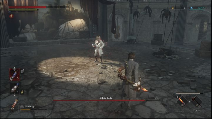 to dodge to the side , and when your stamina is low, try to block the hit - Lies of P: How to defeat the White Lady boss? - Sidebars - Lies of P Guide