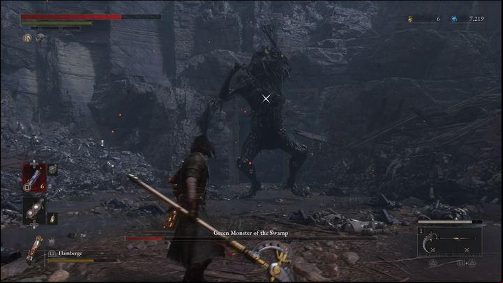 The Green Swamp Monster can also stand on its two legs and attack - Lies of P: How to defeat Green Monster of the Swamp/Puppet-Devouring Green Monster? - Main - Lies of P Guide