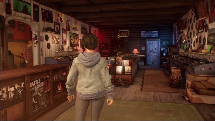 Inside, you can look around and talk with two people you have to meet anyway - Life is Strange True Colors: Vinyl shop - walkthrough - Episode 1 Side A - Life is Strange True Colors Guide
