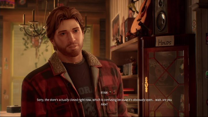 Ryan's waiting at the counter - Life is Strange True Colors: Vinyl shop - walkthrough - Episode 1 Side A - Life is Strange True Colors Guide