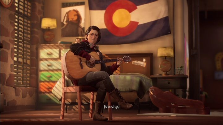 This stage will end when Alex play the guitar - Life is Strange True Colors: Visiting the apartment - walkthrough - Episode 1 Side A - Life is Strange True Colors Guide