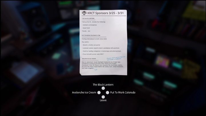 The next task is to provide information about sponsors - Life is Strange True Colors Wavelengths: Spring - walkthrough - Wavelengths DLC - Life is Strange True Colors Guide