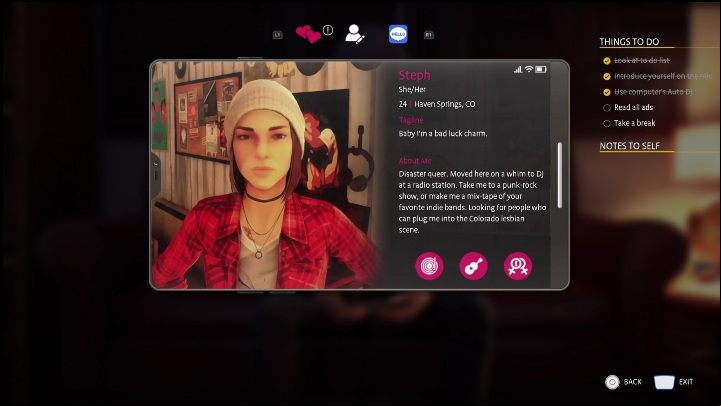 In this place you have several choices that will affect the created profile - Life is Strange True Colors Wavelengths: Spring - walkthrough - Wavelengths DLC - Life is Strange True Colors Guide