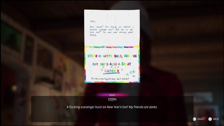 To get to the gift, you need to discover 7 hints - Life is Strange True Colors Wavelengths: Winter - walkthrough - Wavelengths DLC - Life is Strange True Colors Guide