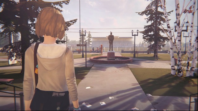While being outside get close to the statue and take a photo of it - Life is Strange: Chrysalis - photos - Choices and decisions - Life is Strange Game Guide & Walkthrough