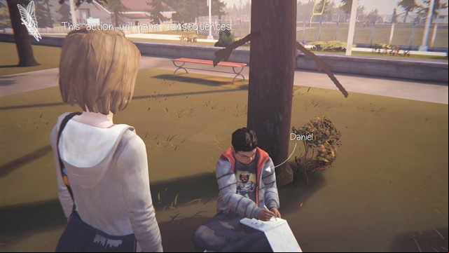 The first decision is in the moment of your conversation with Daniel - Life is Strange: Chrysalis - decisions - Choices and decisions - Life is Strange Game Guide & Walkthrough