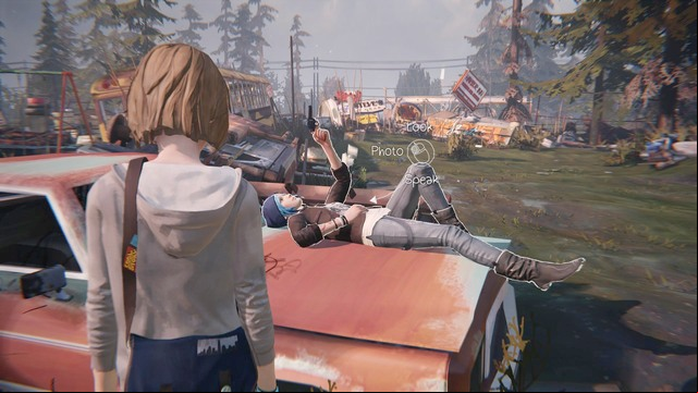 As soon as Chloe starts lying on the car, refrain from talking with her - Life is Strange: Out of Time, Chapter 3 - Walkthrough - Life is Strange Game Guide & Walkthrough