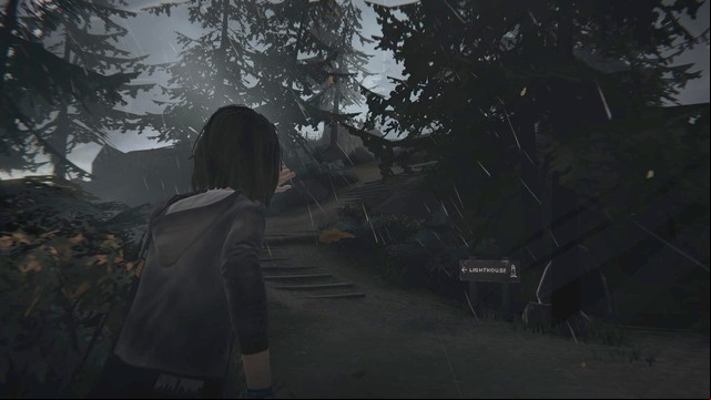 After gaining back the control over the character move forward and go up the hill (it is the only possible way so it is impossible to get lost) - Life is Strange: Chrysalis, Episode 1 - Walkthrough - Life is Strange Game Guide & Walkthrough