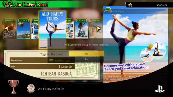 How to unlock: Experienced 8 activities offered by Alo-Happy Tours - Infinite Wealth: List of all Trophies / Achievements, trophy guide - Appendix - Like a Dragon Infinite Wealth Guide