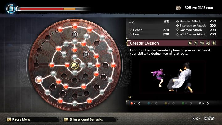 On the trees, you can find abilities related to dodges and blocks, thanks to which the risk of taking damage will be reduced - Like a Dragon Ishin: List of best skills - Basics - Like a Dragon Ishin Guide