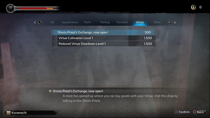 Before establishing the Friendship, you must first unlock the priest's shop by spending 500 Virtue at a shrine (in the Virtue tab) - Like a Dragon Ishin: Friendships - Shops - Secrets and activities - Like a Dragon Ishin Guide