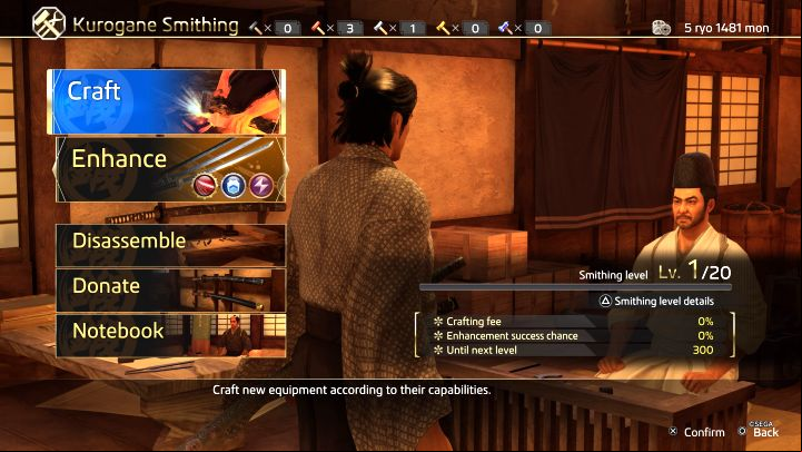 You need to craft all 206 pieces of equipment - Like a Dragon Ishin: Completion List - Basics - Like a Dragon Ishin Guide