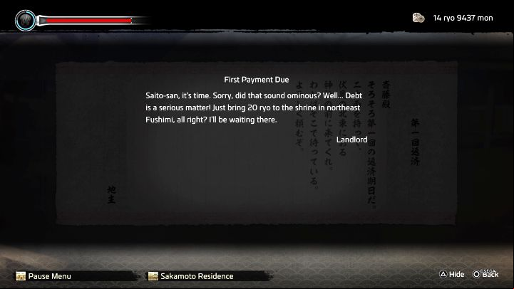 The ultimate goal in Another Life is to pay off Haruka's debt - 100 Ryo - Like a Dragon Ishin: Another Life - farm and Second Home - Secrets and activities - Like a Dragon Ishin Guide