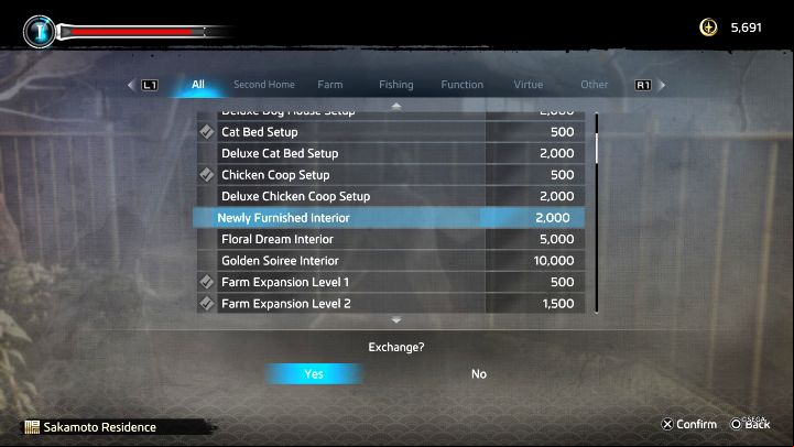 There are also options to change the interior of the farm building - Like a Dragon Ishin: How to change the farms decor in Another Life? - Activities - Like a Dragon Ishin Guide