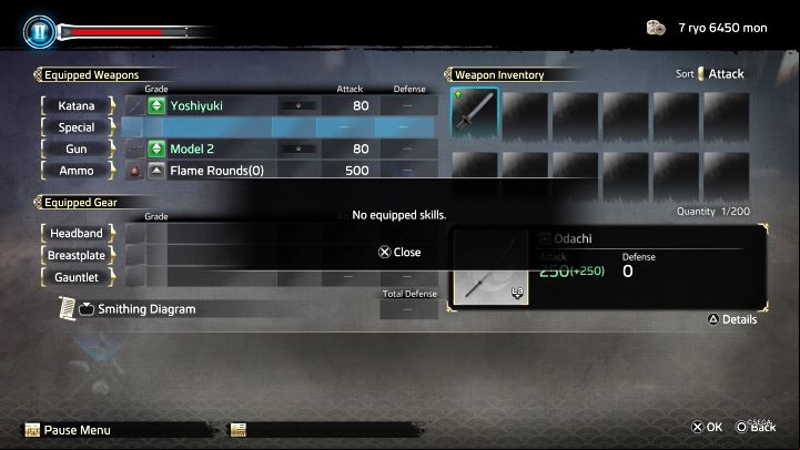 In the equipment menu, one of the categories of Equipped Weapons is Special - Like a Dragon Ishin: How to use Special weapons (spears, cannons)? - Ryoma and character development - Like a Dragon Ishin Guide
