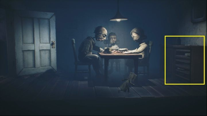 Your task is to jump on the cabinet (where the shelves are) - Little Nightmares 2: A Cottage in the Forest - Chapter 1 walkthrough - Chapter 1 - Forest - Little Nightmares 2 Guide