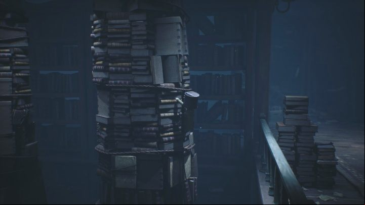 When she lets go and returns to her seat, simply jump off the books onto the railing - Little Nightmares 2: The Library - Chapter 2 Orphanage walkthrough - Chapter 2 - Orphanage - Little Nightmares 2 Guide