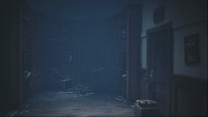 Jump up on the books, from there jump higher, and jump to the door handle - Little Nightmares 2: The Library - Chapter 2 Orphanage walkthrough - Chapter 2 - Orphanage - Little Nightmares 2 Guide