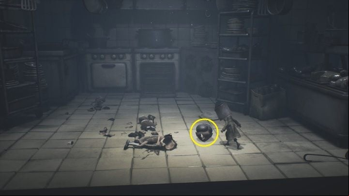 After defeating your opponents, you must put on the head of one of them - Little Nightmares 2: Kitchen - Chapter 2 Orphanage walkthrough - Chapter 2 - Orphanage - Little Nightmares 2 Guide